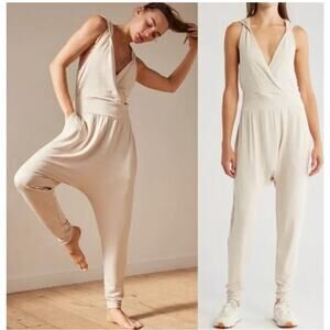 Free People Movement One Piece Romper with Hood Pockets Cream Size XS